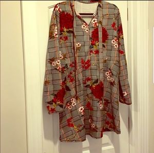 Red flower and plaid dress- great for spring!